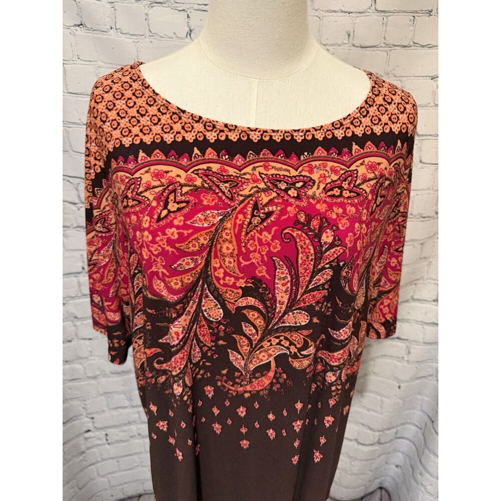 Susan Graver QVC Liquid Knit Artisan Bateau Neck Tunic Top Size XL